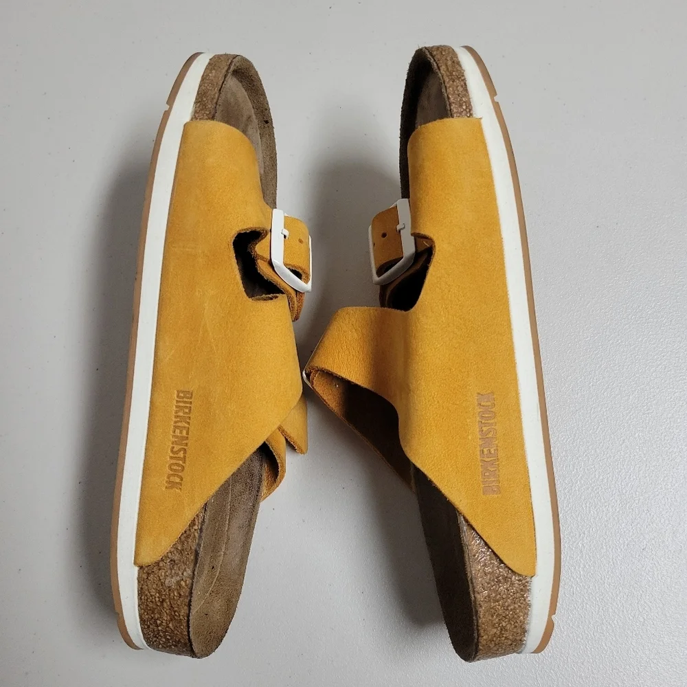 Birkenstock Arizona Soft Footbed Leather Sandals In Softy Orange Size 39. - Picture 5 of 11